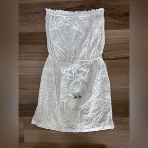Shoshanna White Eyelet Textured Dress with Waist Tie
